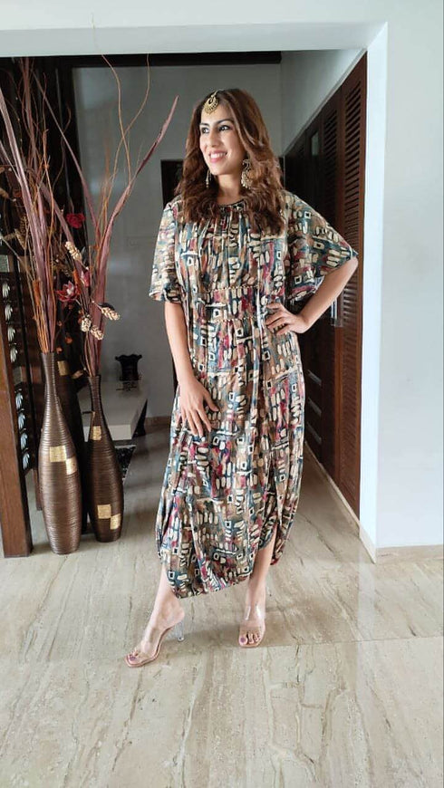 Green Tie Up Dress With Belt